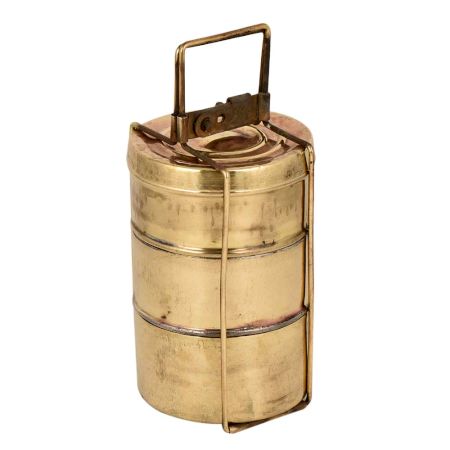 Three Tier Brass Tiffin Box Thin Brass Metal Frame