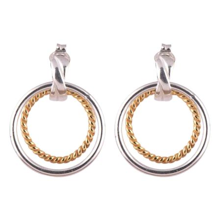 Twin Hook 92.5 Sterling Silver Dangler Earrings With Gold Plating