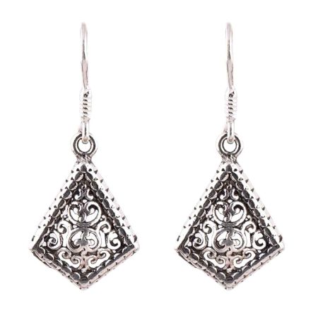 Traditional 92.5 Sterling Silver Earrings Filigree Dangle Earrings