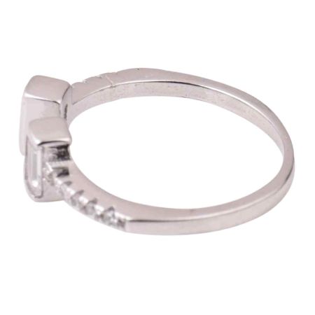 92.5 Sterling Silver Toe Ring Adjustable Studded With American Diamond (Pair)