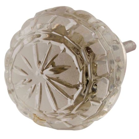Clear Round Patterned Glass Knob
