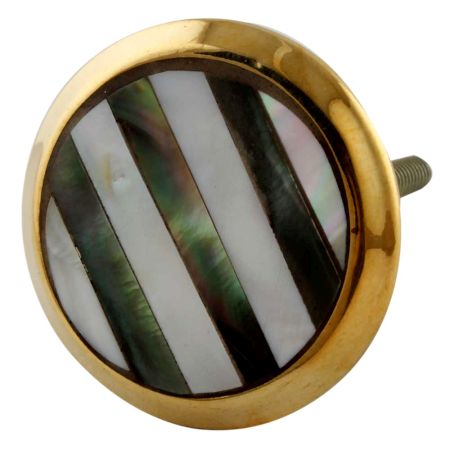Black Strip Brass Shell Cabinet Knob
