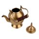 Pure Brass Tea Pot With Wooden Handle and Dome Shape Lid