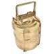 Brass Two Tier Tiffin Box Golden Color With Brass Strap Frame