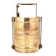 Brass Tiffin Box Two Compartment Lakhi Engraved Kitchenware