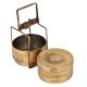 Brass Tiffin Box With Two Compartment And A Brass Strap Frame