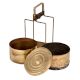Tribal Two Tier Brass Tiffin Box With a Golden Brass Strap Frame
