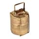 Brass Two Tier Tiffin Box Round Shape Food Container Carrier