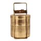Brass Two Tier Tiffin Box Round Shape Food Container Carrier
