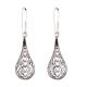 92.5 Sterling Silver Earrings With Floral Filigree Earrings