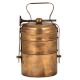 Brass Three Tier Tiffin Box With Brass Strap And Screw Fastener