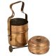 Brass Three Tier Tiffin Box With Brass Strap And Screw Fastener