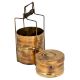 Old Brass Tiffin Box With Three Container and Patina Finish