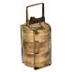 Golden Brass Tiffin Box Three Container Thin Brass Strap And Lock
