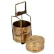 Golden Brass Tiffin Box Three Container Thin Brass Strap And Lock