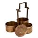 Brass Tiffin Box Three Container Single Lid Thick Frame