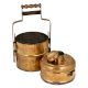 Brass Tiffin Box With Three Containers Small Box Decorative Metal Handle