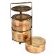 Brass Tiffin Box With Three Tier Disc Frame And Latch on The Top Container