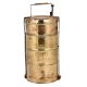 Brass Tiffin Box Four Level Container wit thick Metal Frame Handle