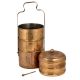 Brass Lunch Box With Four Container Knob Finial and Screw Fasteners Lock