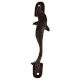 Engraved Brass Fish Long Door Handle In Black Finish