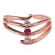 92.5 Sterling silver Toe Ring American Diamond Pink Tourmaline Studded Bichua Rose Gold  polish (Pair)