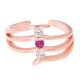 Stones Studded 92.5 Sterling Silver toe rings  with American Diamond ad pink Tourmaline Rose Gold Finish (Pair)