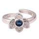 92.5 Sterling Silver Toe Ring Adjustable Floral  American Diamond Tanzanite Studded Women Jewelry (Pair)