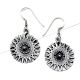 Round 92.5 Sterling Silver Earrings Wheel Design Engraved Drop Earrings