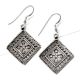 92.5 Sterling Silver Earrings Square Diamond Shape Dangle Earrings