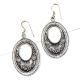 Tribal Oval 92.5 Sterling Silver Earrings Cut Design