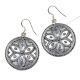 92.5 Sterling Silver Earrings Round Floral Design Filigree Work
