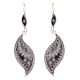 Inverted Leaf 92.5 Sterling Silver Earrings Oxidized Embossed Dots Design