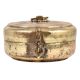Round Brass Tiffin Box Engraved With Delicate Design With Handle And Latch