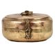 Traditional Round Tiffin Box Diamond leafy Design Engraved Lid And Latch