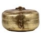 Round Brass Tiffin Box With Handle And Latch For Home Decoration