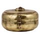 Round Brass Tiffin Box With Handle And Latch For Home Decoration