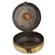 Round Brass Tiffin Box With Handle And Latch For Home Decoration