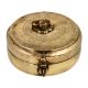 Brass Round Tiffin Box With Leafy Design Engraved with handle and lid
