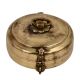 Hand Engraved Brass Round Brass Tiffin Box With Handle And Latch