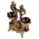 Majestic Oil Lamp  Twin Diya And Peacock Figurines On Stand