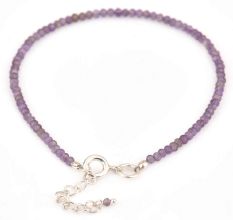 Elegant Amethyst beaded bracelet with extension chain