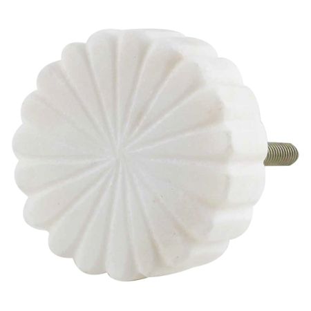 Round White Stone Floral Pattern Cabinet Knobs