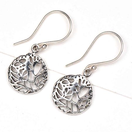 Round 92.5 Sterling Silver Filigree Earrings For Women