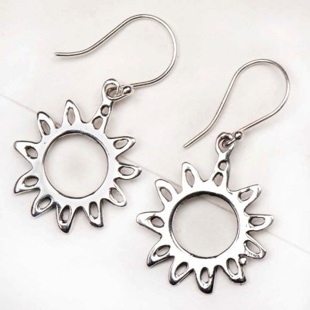 Sunflower Filigree 92.5 Sterling Silver Earrings For Girls