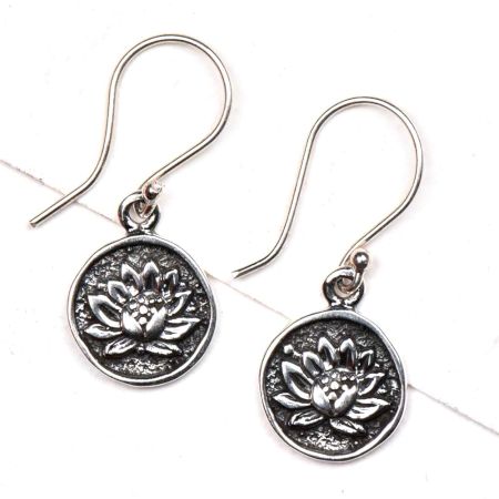 Oxidized Sun Flower Engraved 92.5 Sterling Silver Earrings