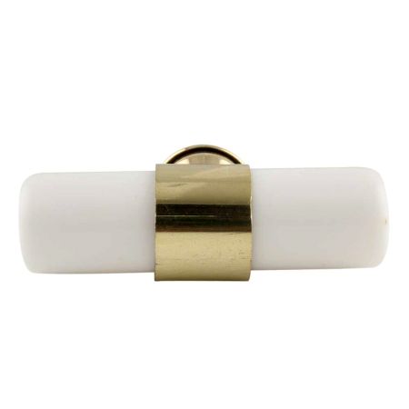 White Resin And Brass Tube Cabinet Knob