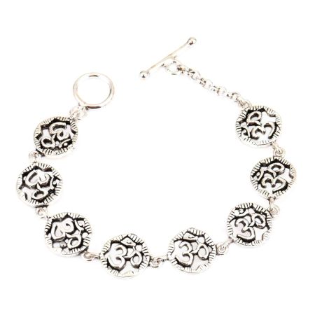 Om Charms 92.5 Sterling Silver Bracelet For good Luck