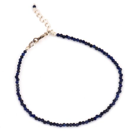 Navy Blue Lapiz Lazuli Beaded Bracelet With Extension Chain