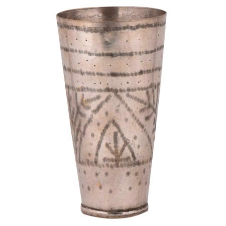 Brass Lassi Glass Cup With Geometric Pattern And Triangle Design